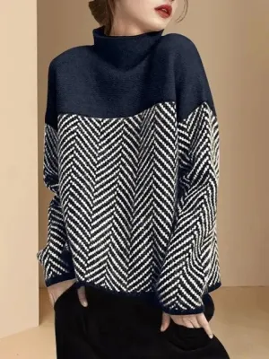 Split, soft sweater with medium-high collar