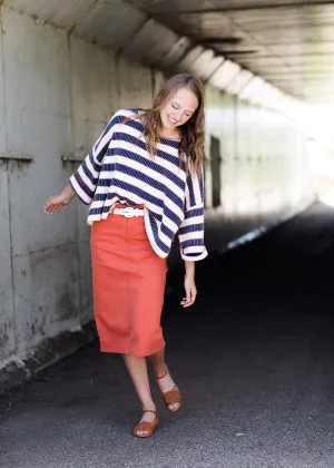 Stone Wash Striped Boxy Sweater - FINAL SALE