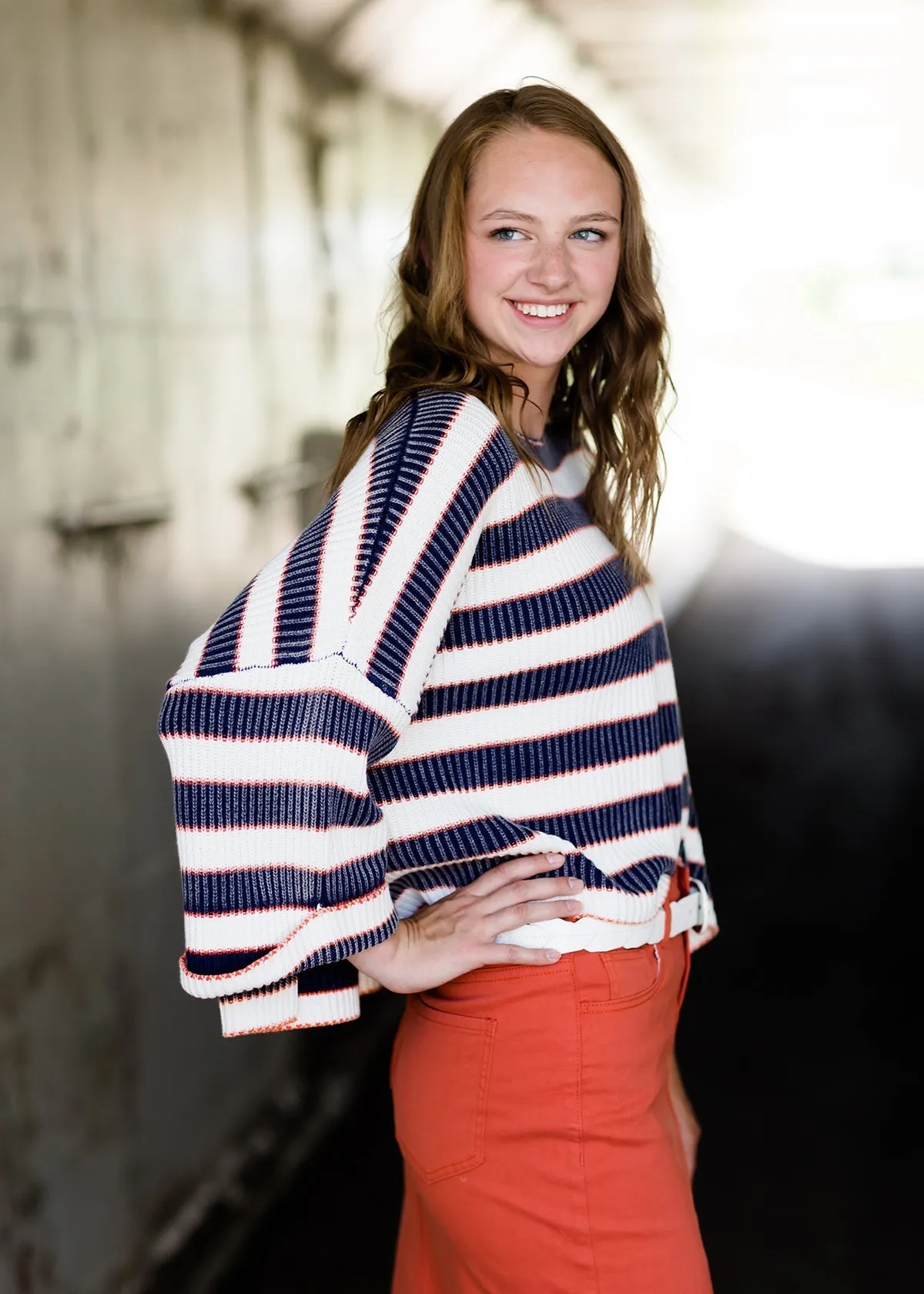 Stone Wash Striped Boxy Sweater - FINAL SALE