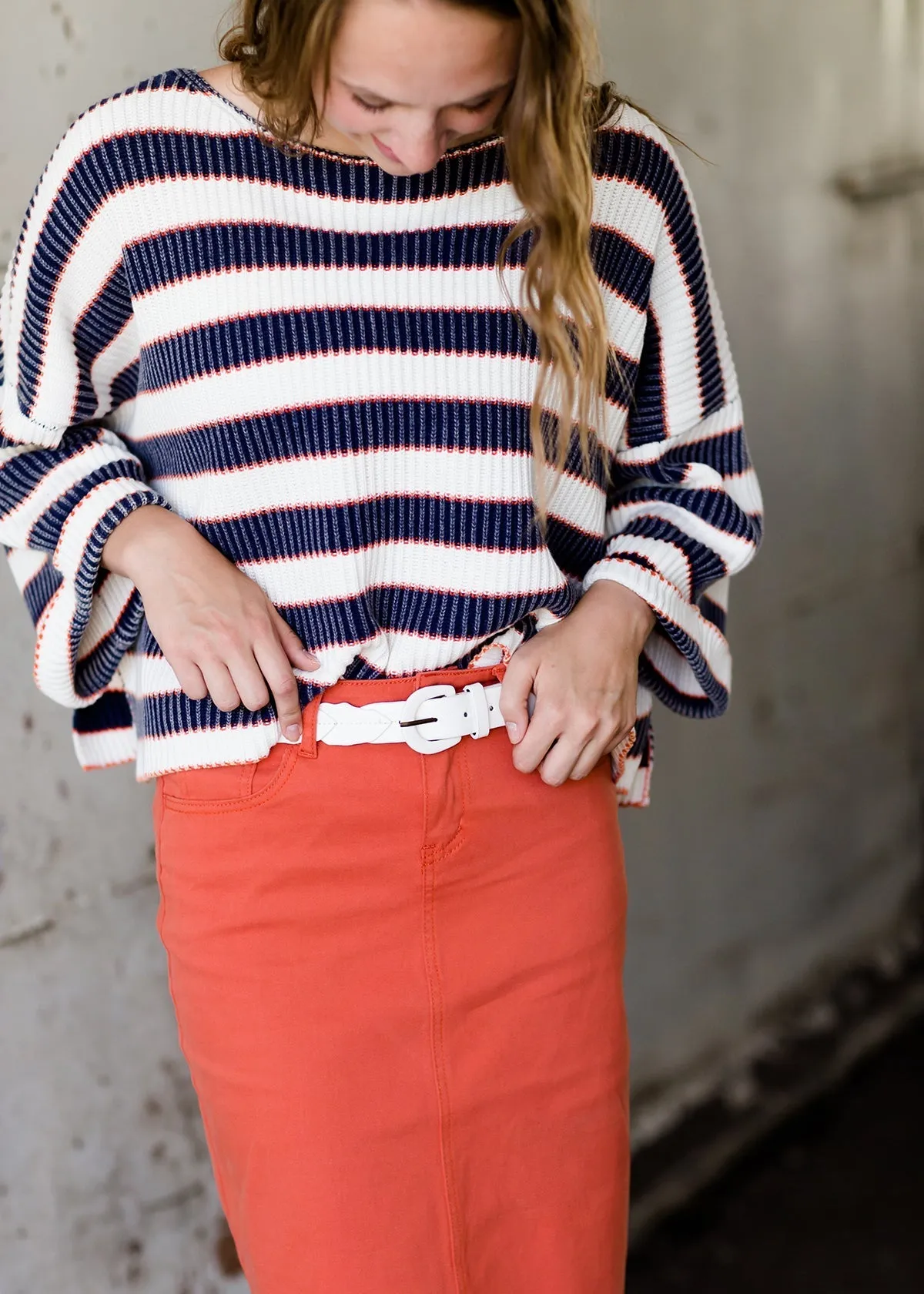 Stone Wash Striped Boxy Sweater - FINAL SALE