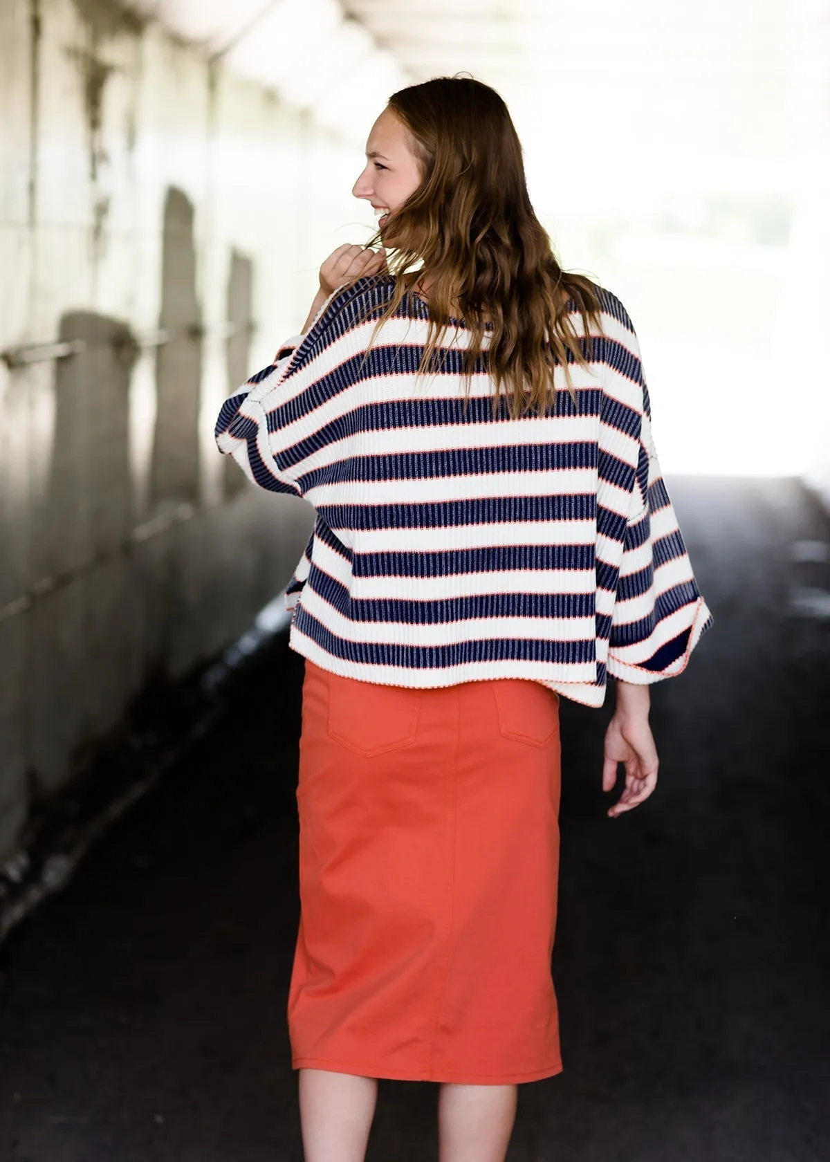 Stone Wash Striped Boxy Sweater - FINAL SALE