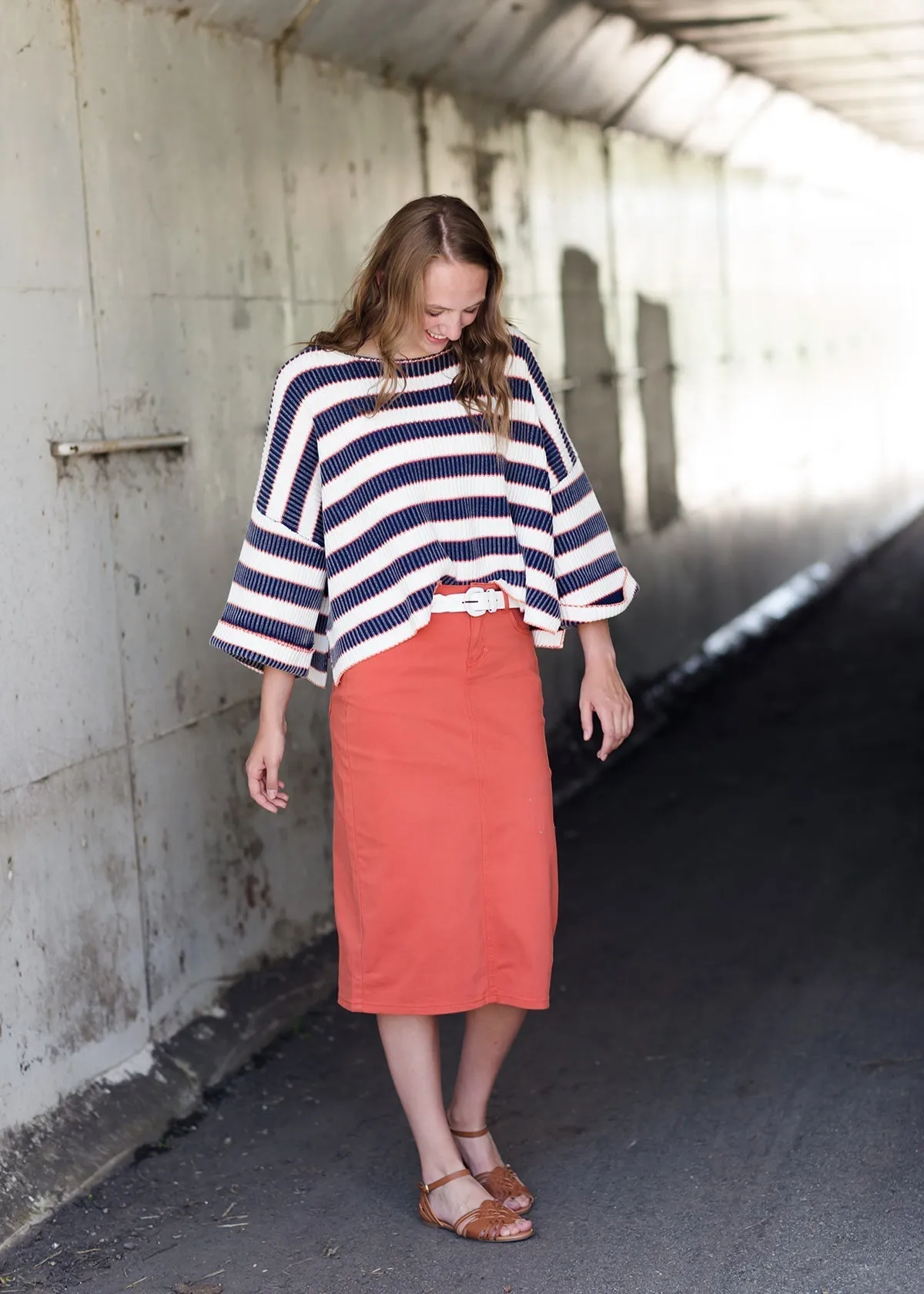 Stone Wash Striped Boxy Sweater - FINAL SALE