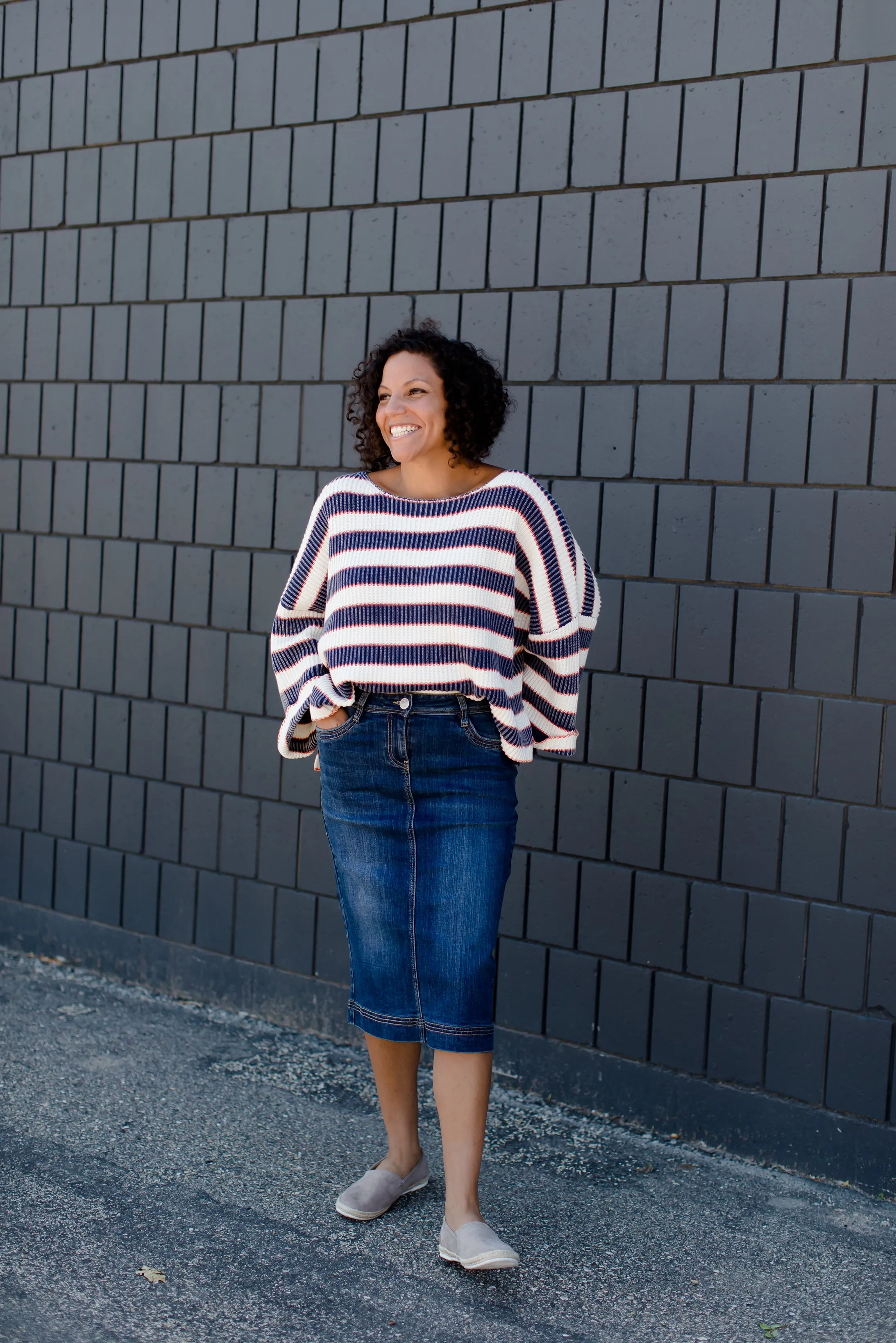 Stone Wash Striped Boxy Sweater - FINAL SALE
