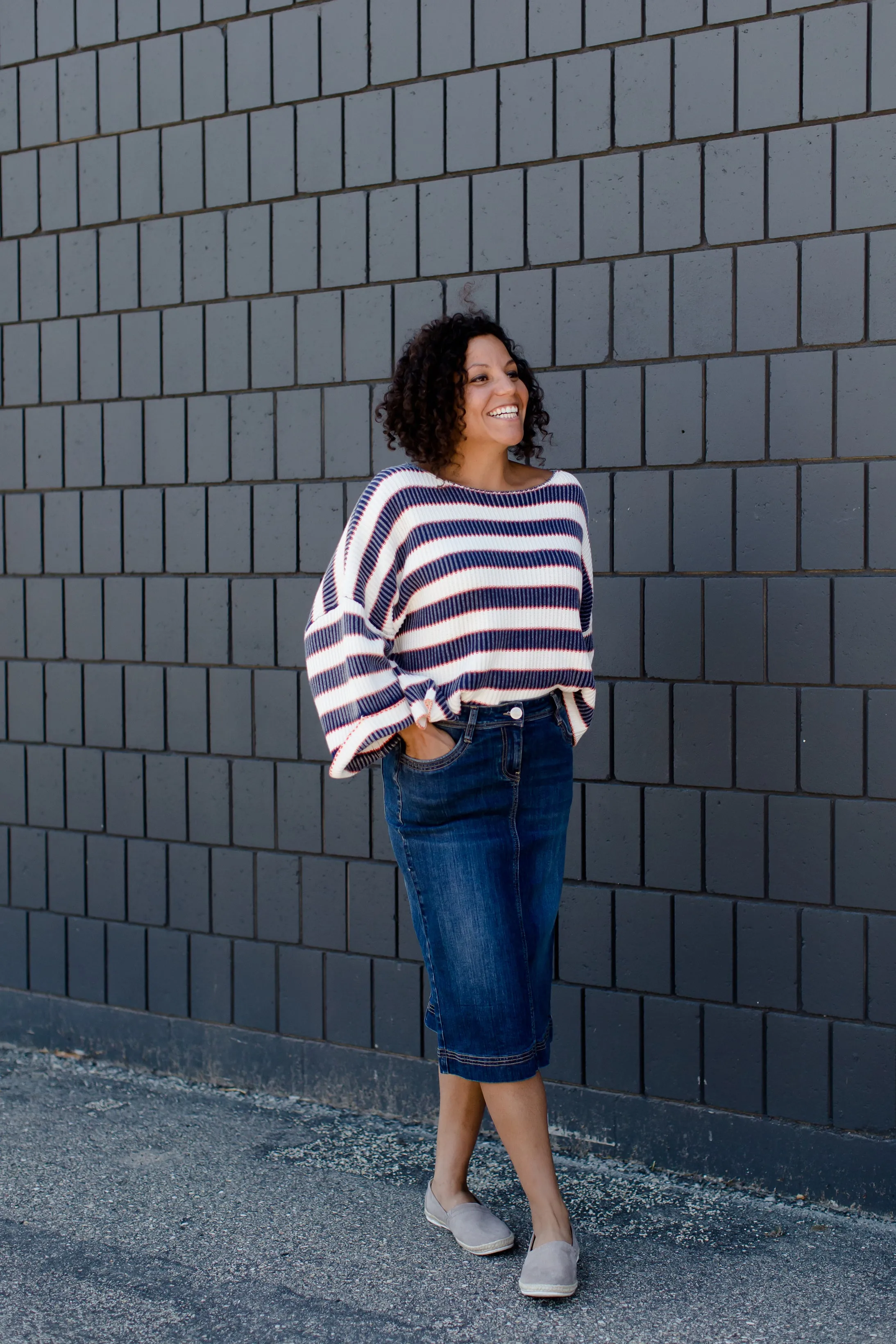 Stone Wash Striped Boxy Sweater - FINAL SALE