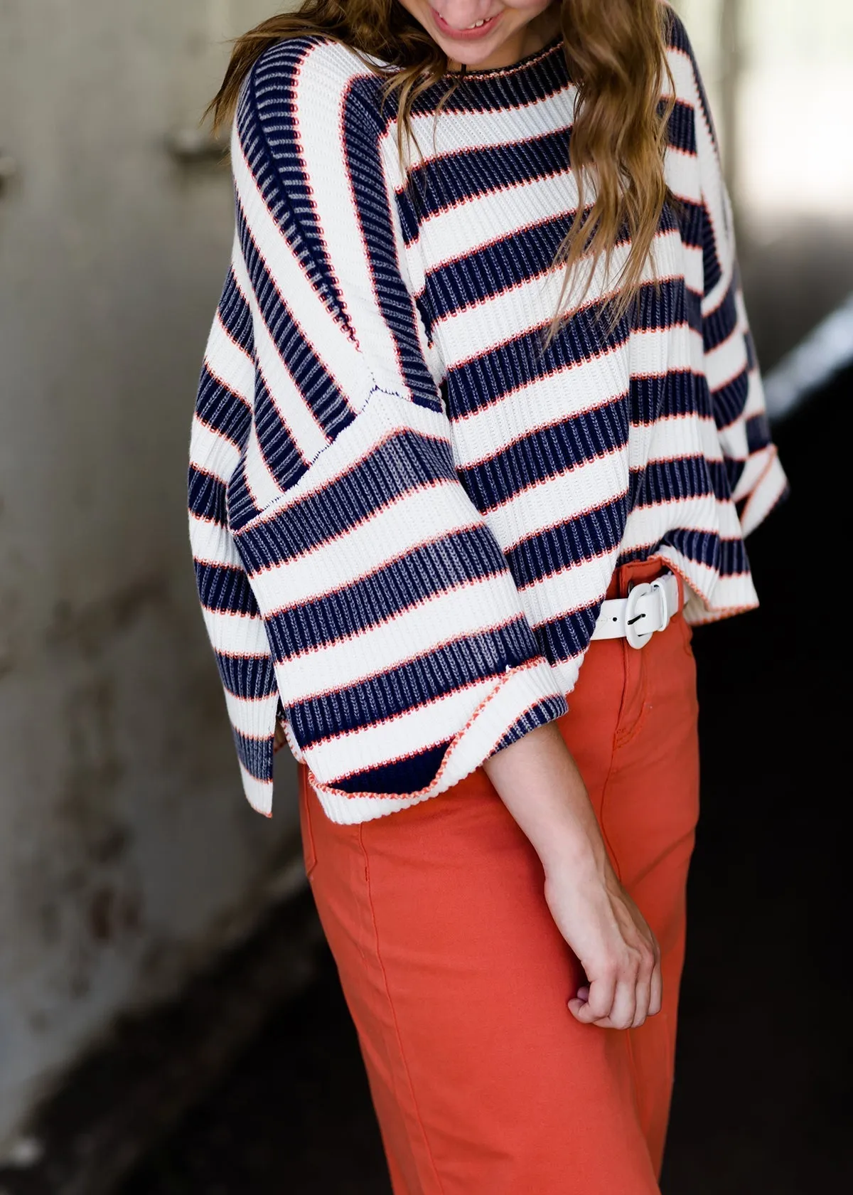Stone Wash Striped Boxy Sweater - FINAL SALE