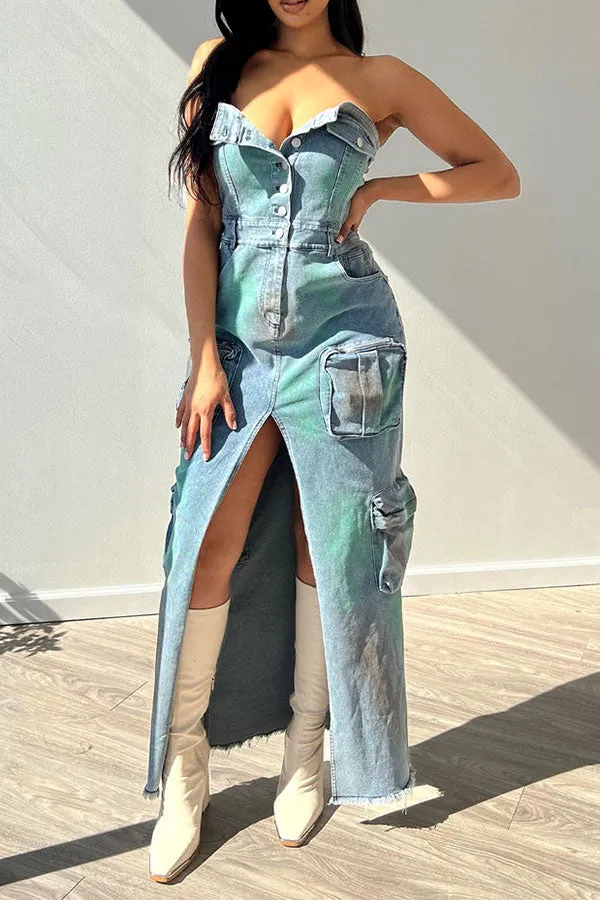 storexq Gradient Smart High Split Maxi Dress
