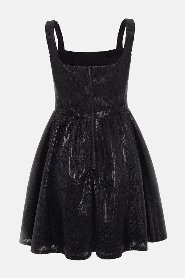 storexq Sequined Smart Pleated Mini Dress