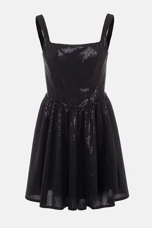 storexq Sequined Smart Pleated Mini Dress