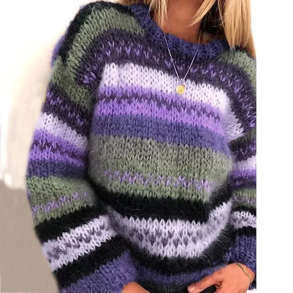 Striped Norwegian sweater - warm, colorful Scandinavian women's pullover