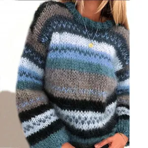 Striped Norwegian sweater - warm, colorful Scandinavian women's pullover