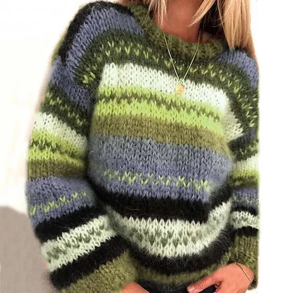 Striped Norwegian sweater - warm, colorful Scandinavian women's pullover