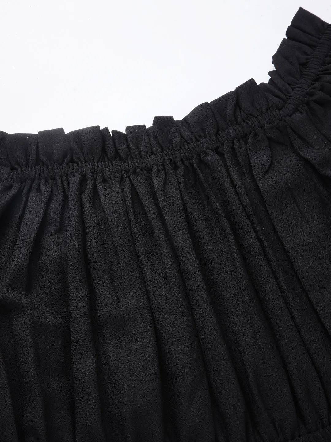 Style Quotient Women Solid Black Polyknit Smart Casual Dress