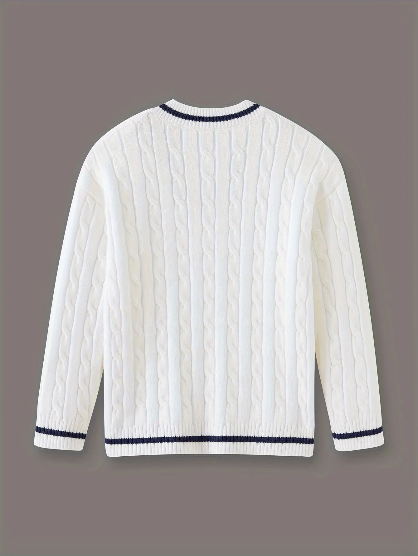 Stylish Boy's Cable Knit V-Neck Sweater - Soft, Breathable, Long Sleeve Pullover for Spring, Fall, and Winter - Preppy Casual Top for Kids