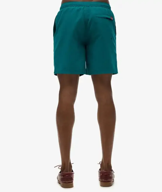 Superdry Mens Premium Embroidered Swim Shorts Forest Green