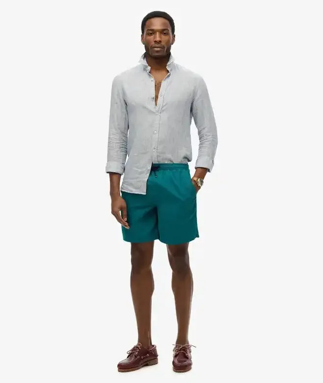 Superdry Mens Premium Embroidered Swim Shorts Forest Green