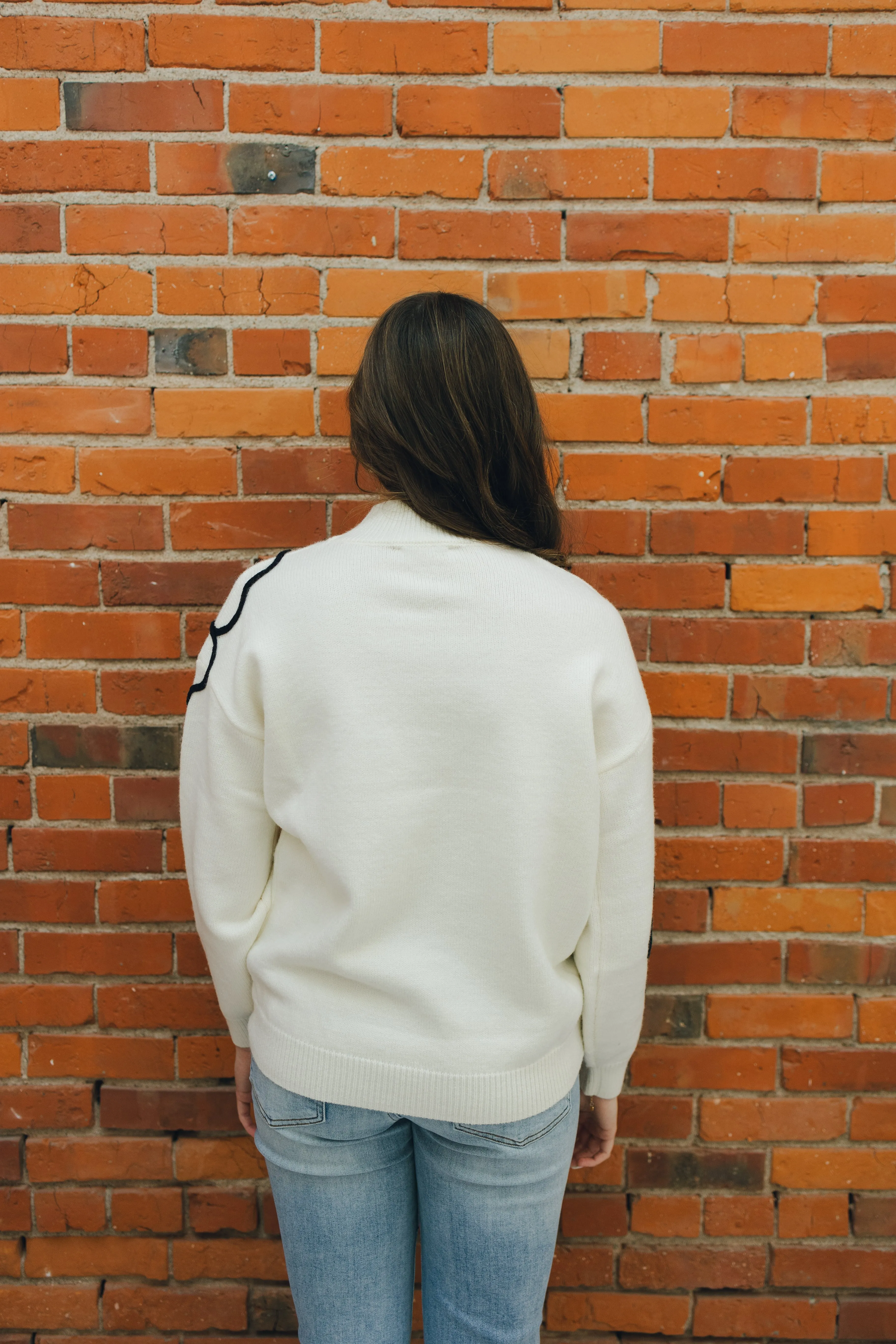 Sweater with Flower Embellishment