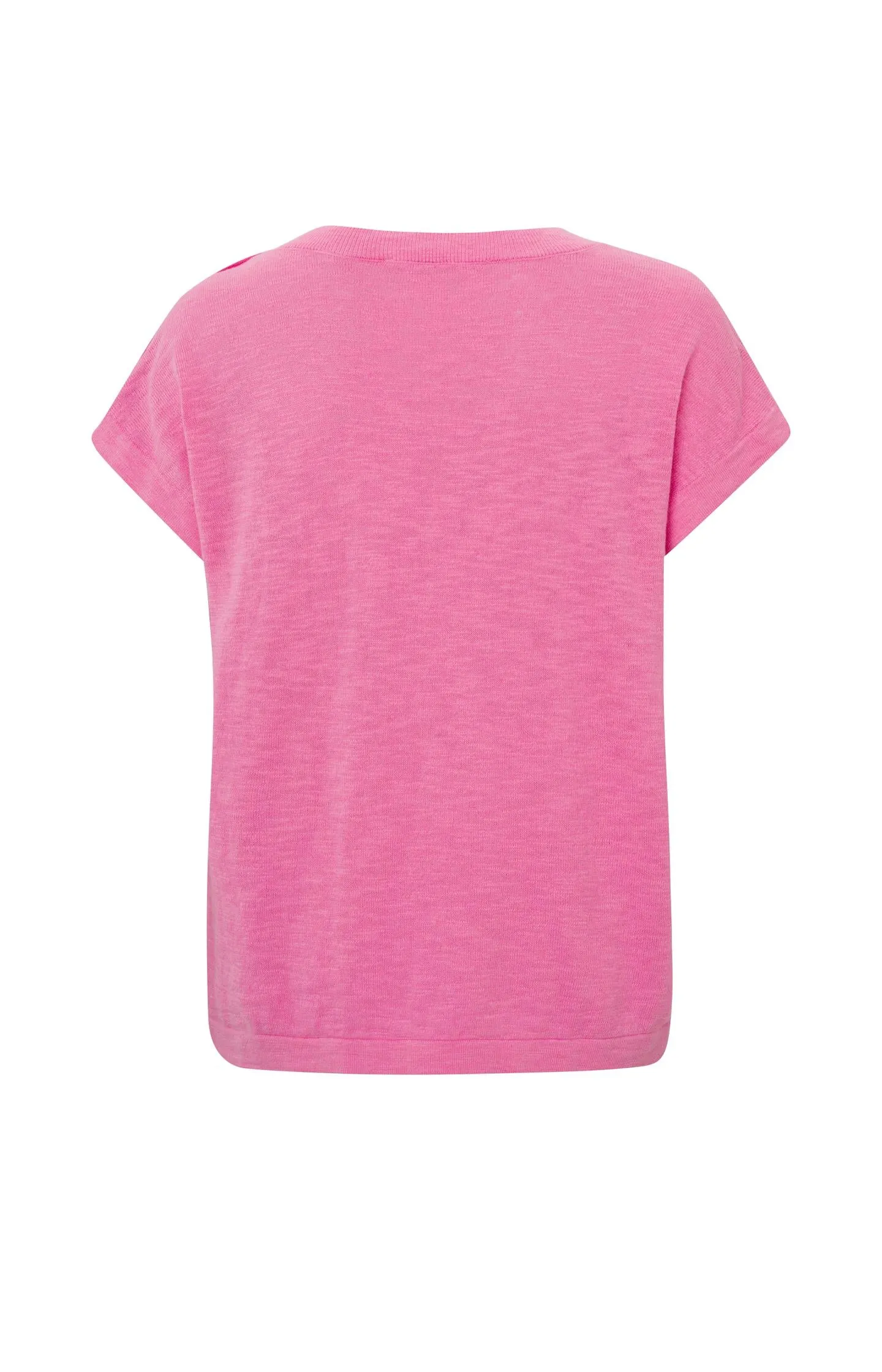 Sweater with short sleeves, V-neck and button detail
