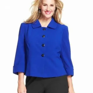 Tahari Arthur Levine Blue Cropped Jacket