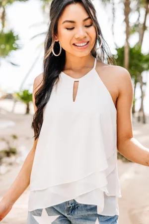 This Is It Off White Ruffled Tank