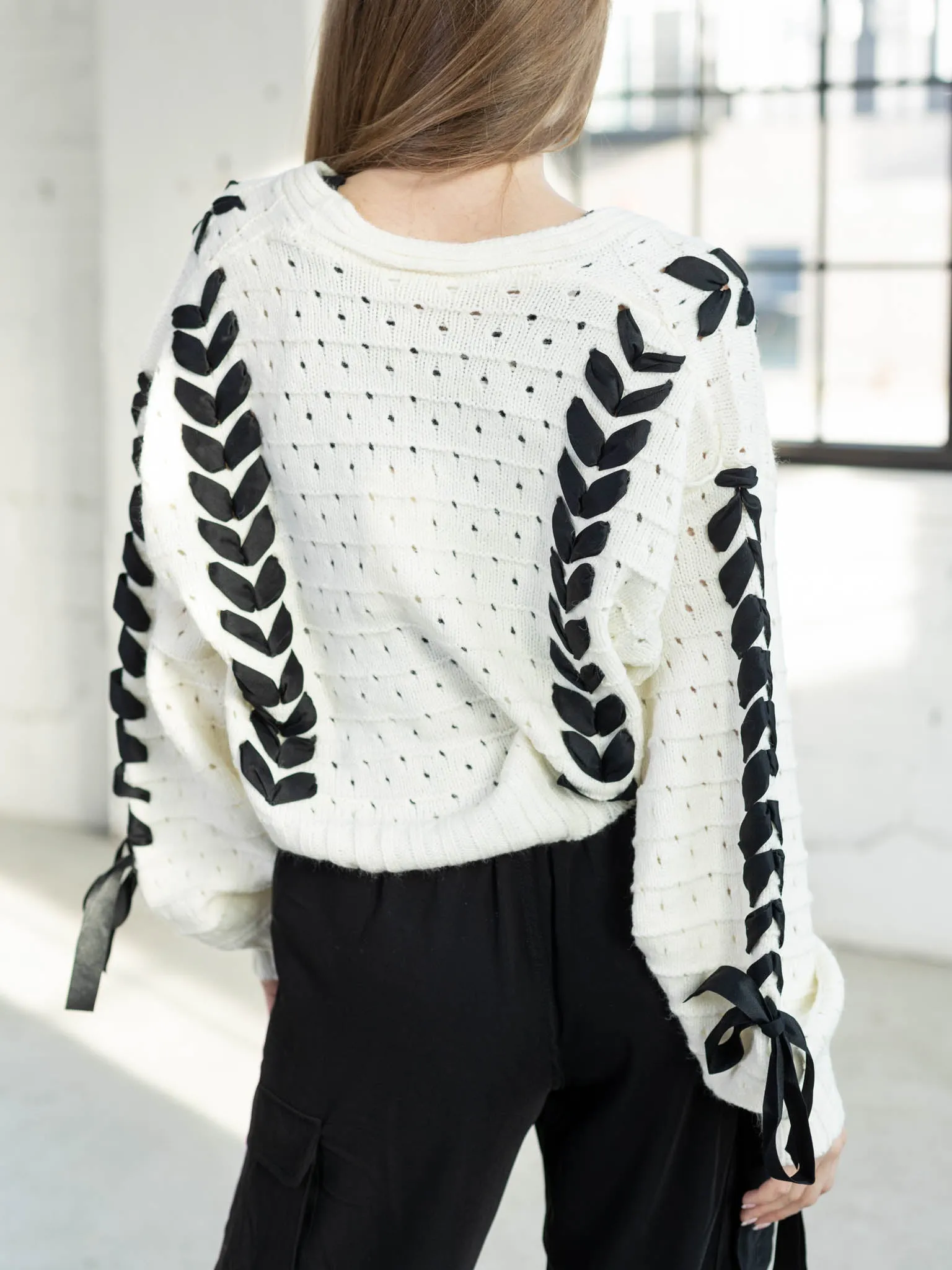 Threaded Ribbon Knit Cardigan