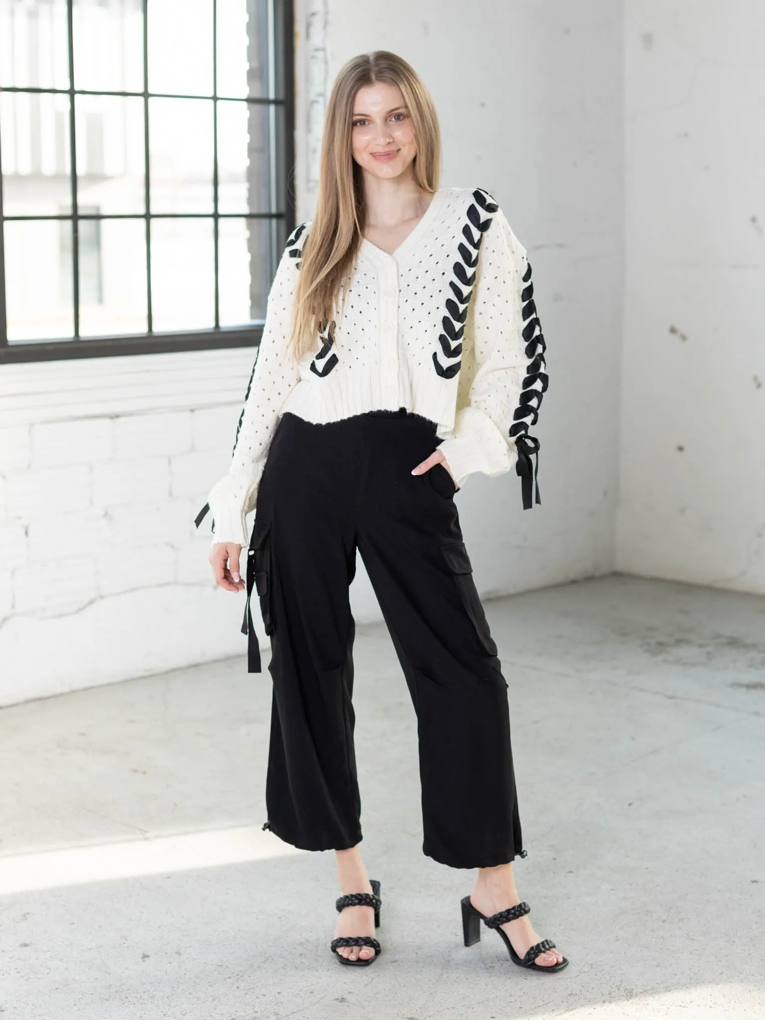 Threaded Ribbon Knit Cardigan