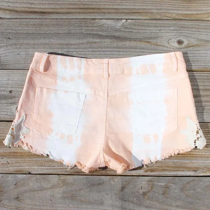 Tie Dye & Lace Shorts in Peach