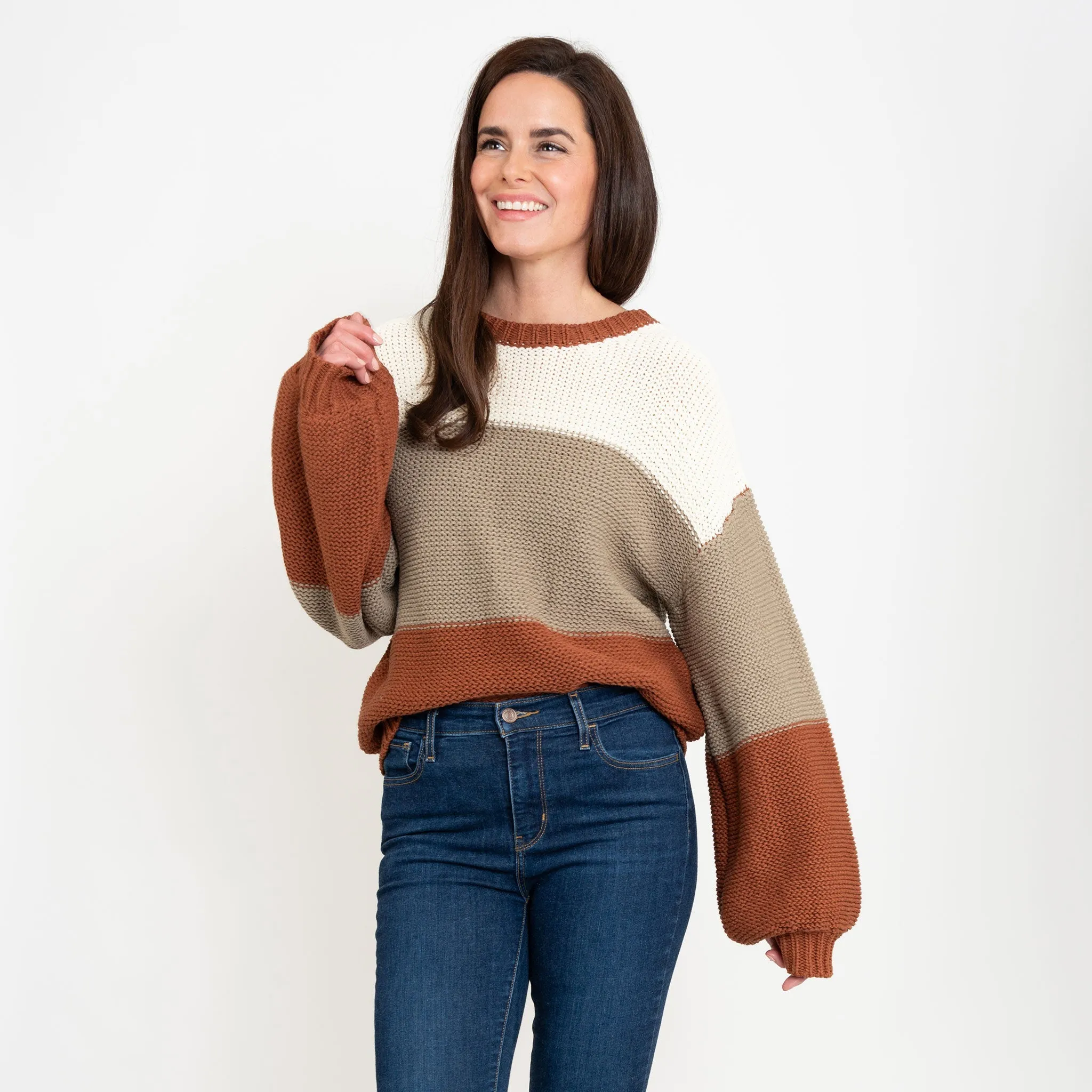 Tierra Color Block Chunky Sweater