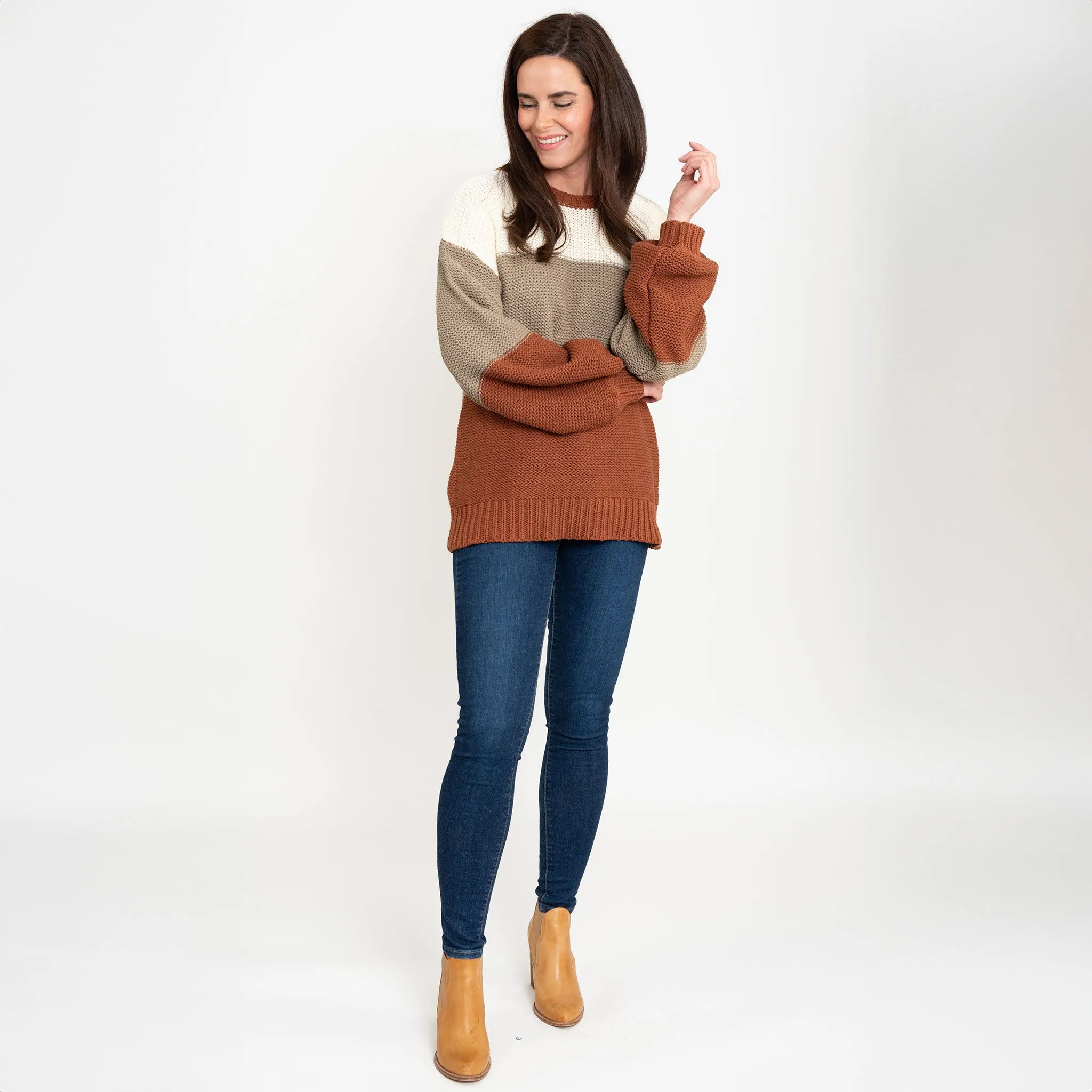 Tierra Color Block Chunky Sweater
