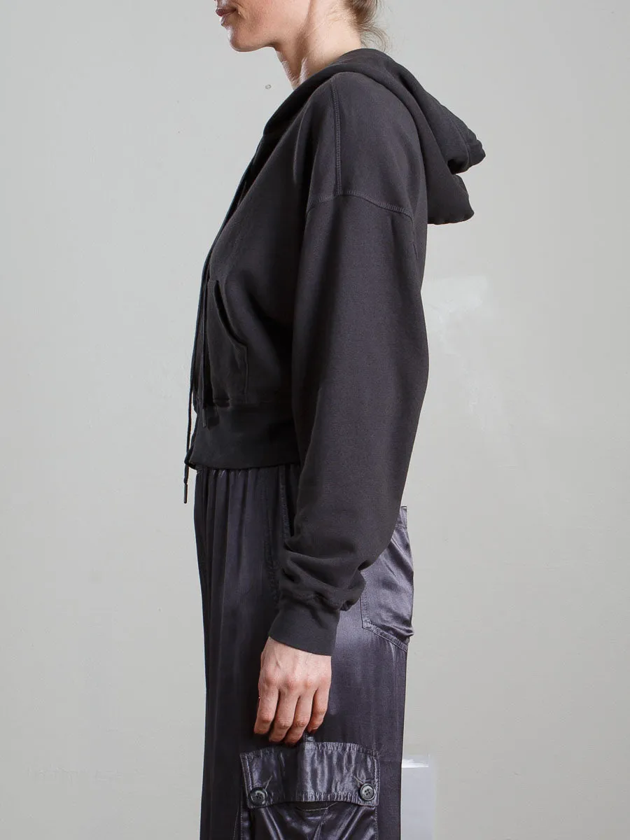 Tiffany Cropped Zip Hoodie in French Terry - Carbon