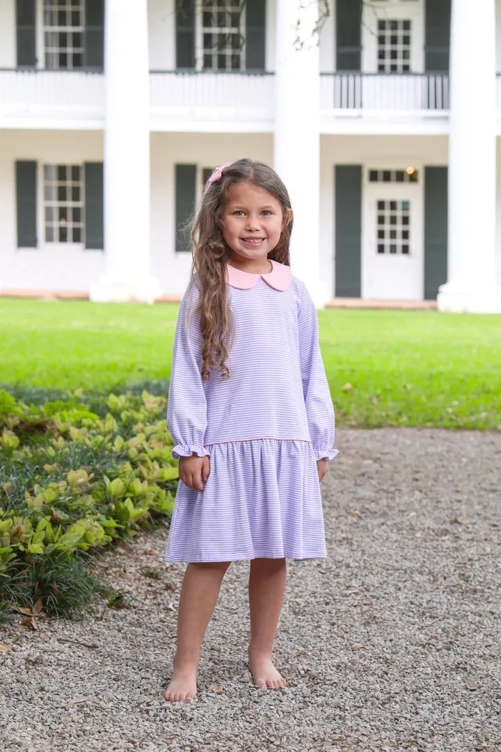 Trotter Street: Katherine Dress - Lavender Stripe/Light Pink