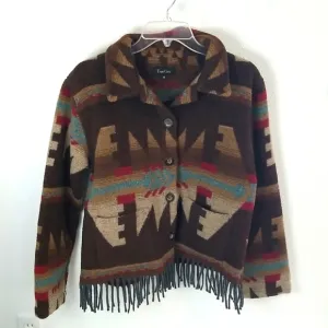 TRUE GRIT Vintage 90s Wool Blend Western Jacket Brown Medium