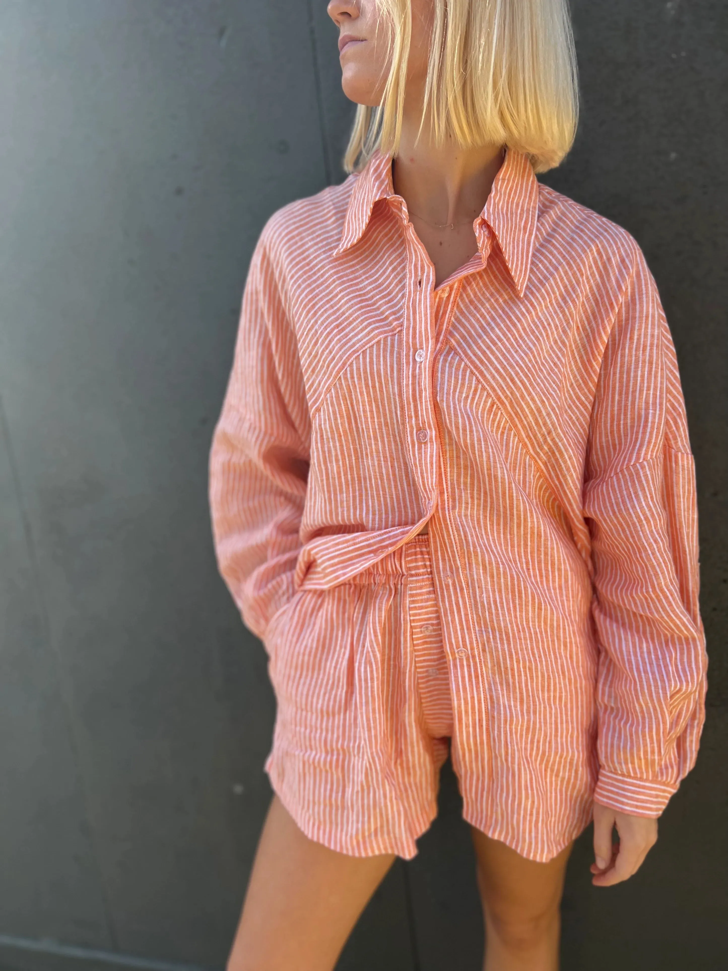 Tulum Stripped Shorts - Orange Stripe