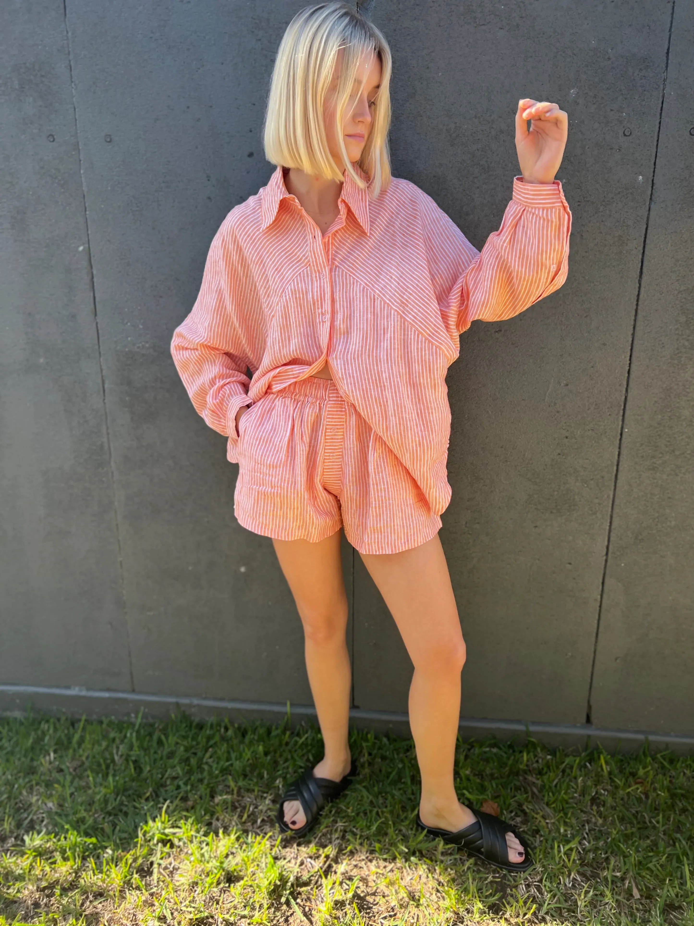 Tulum Stripped Shorts - Orange Stripe
