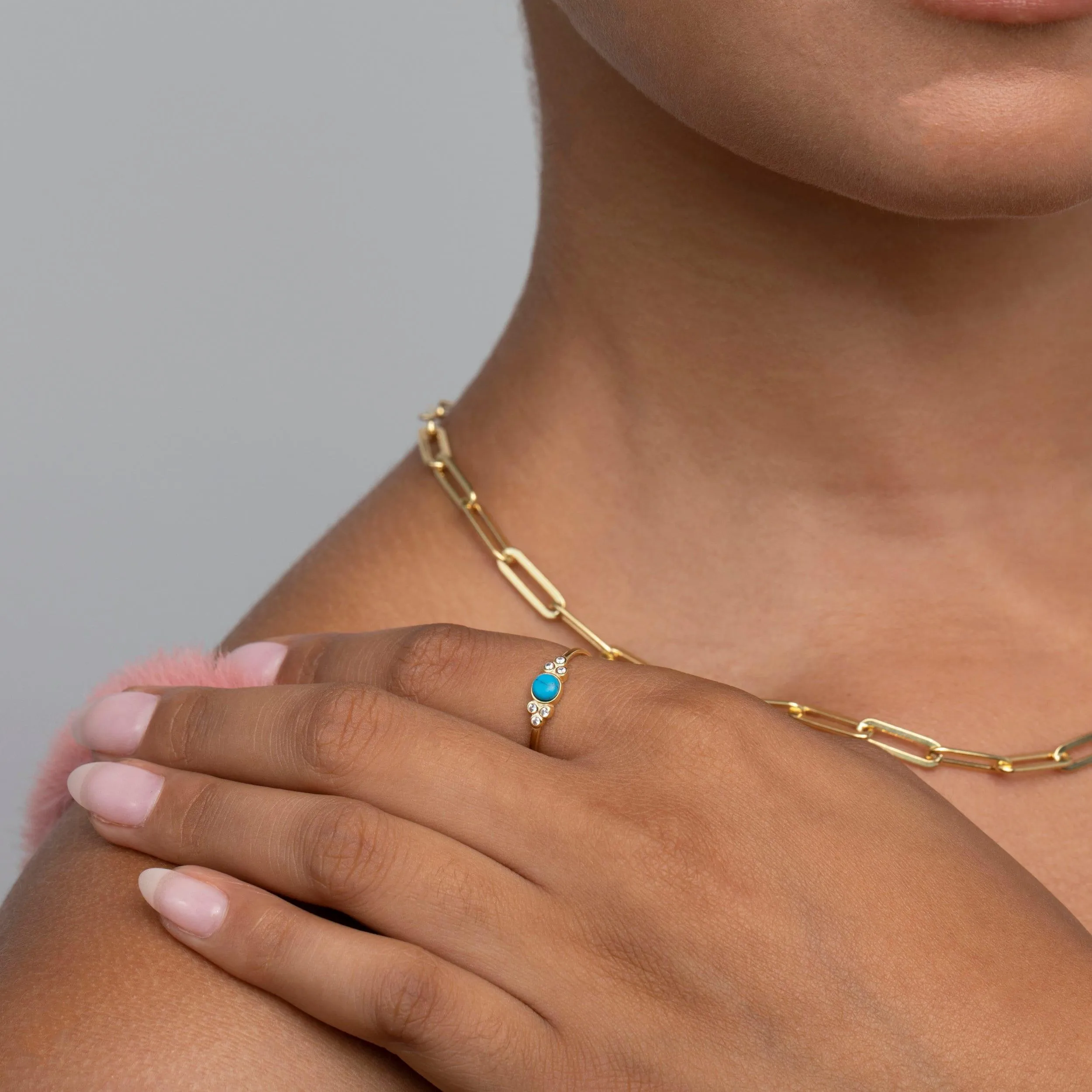 Turquoise Natural Stone Ring - 18K Gold Vermeil