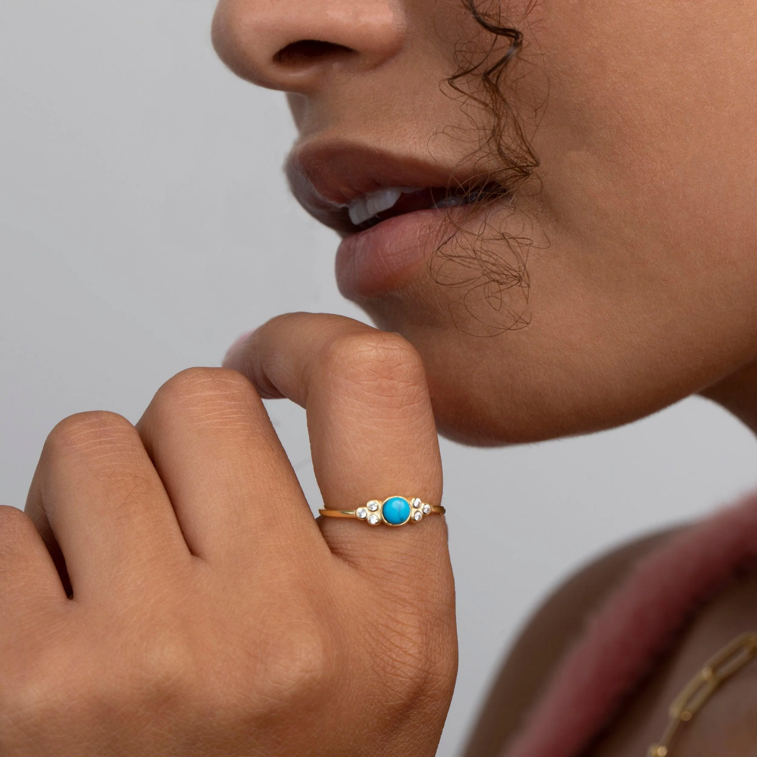 Turquoise Natural Stone Ring - 18K Gold Vermeil