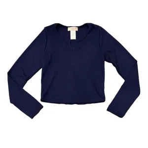 Tweenstyle Notch Neck Cropped L/S Top - Navy
