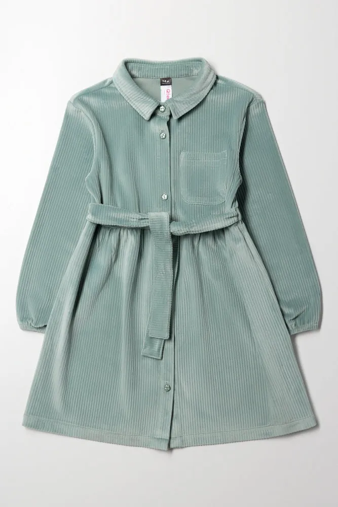 Twill Shirt Dress Light Green