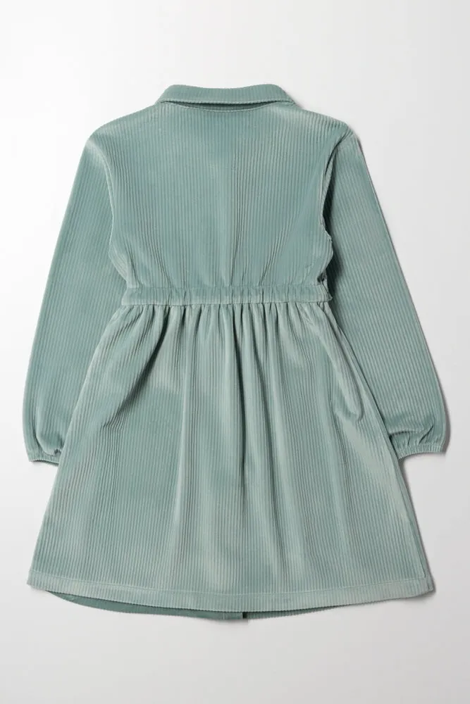 Twill Shirt Dress Light Green