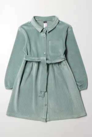 Twill Shirt Dress Light Green