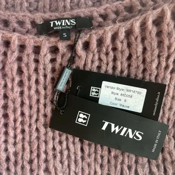 Twins Chunky Knit Deconstructed Mauve Pullover Italy Statement Sweater - Size S