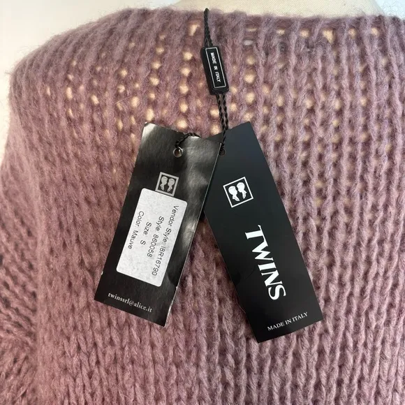 Twins Chunky Knit Deconstructed Mauve Pullover Italy Statement Sweater - Size S