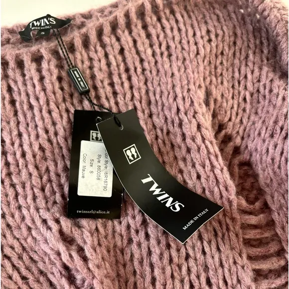 Twins Chunky Knit Deconstructed Mauve Pullover Italy Statement Sweater - Size S