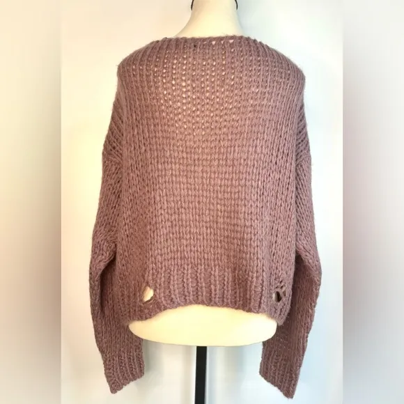 Twins Chunky Knit Deconstructed Mauve Pullover Italy Statement Sweater - Size S