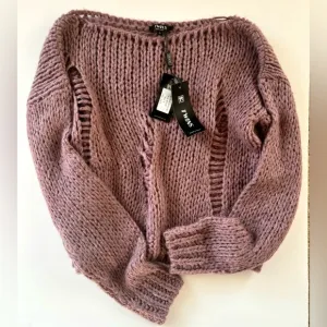 Twins Chunky Knit Deconstructed Mauve Pullover Italy Statement Sweater - Size S