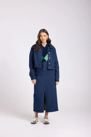 Two-T's Denim Crop Jacket - Dark Denim