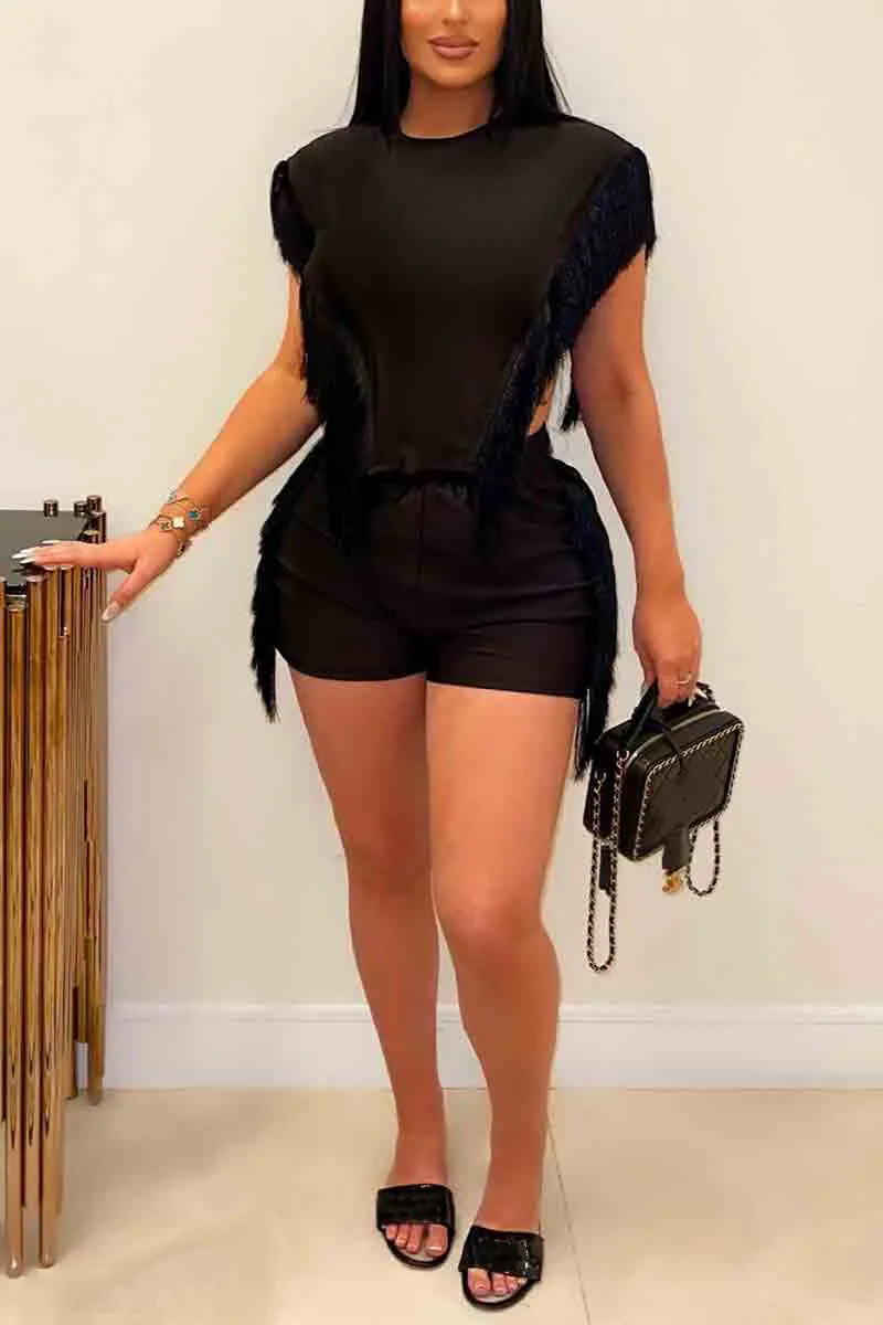 UM0300 Tassels Shirt and Shorts Set