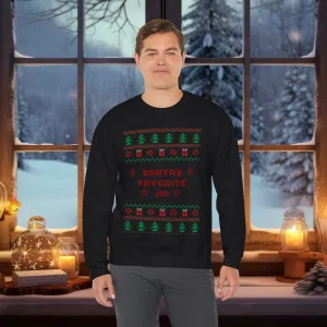 Unisex Santa's Favorite Ho Typography Ugly Christmas Sweatshirt