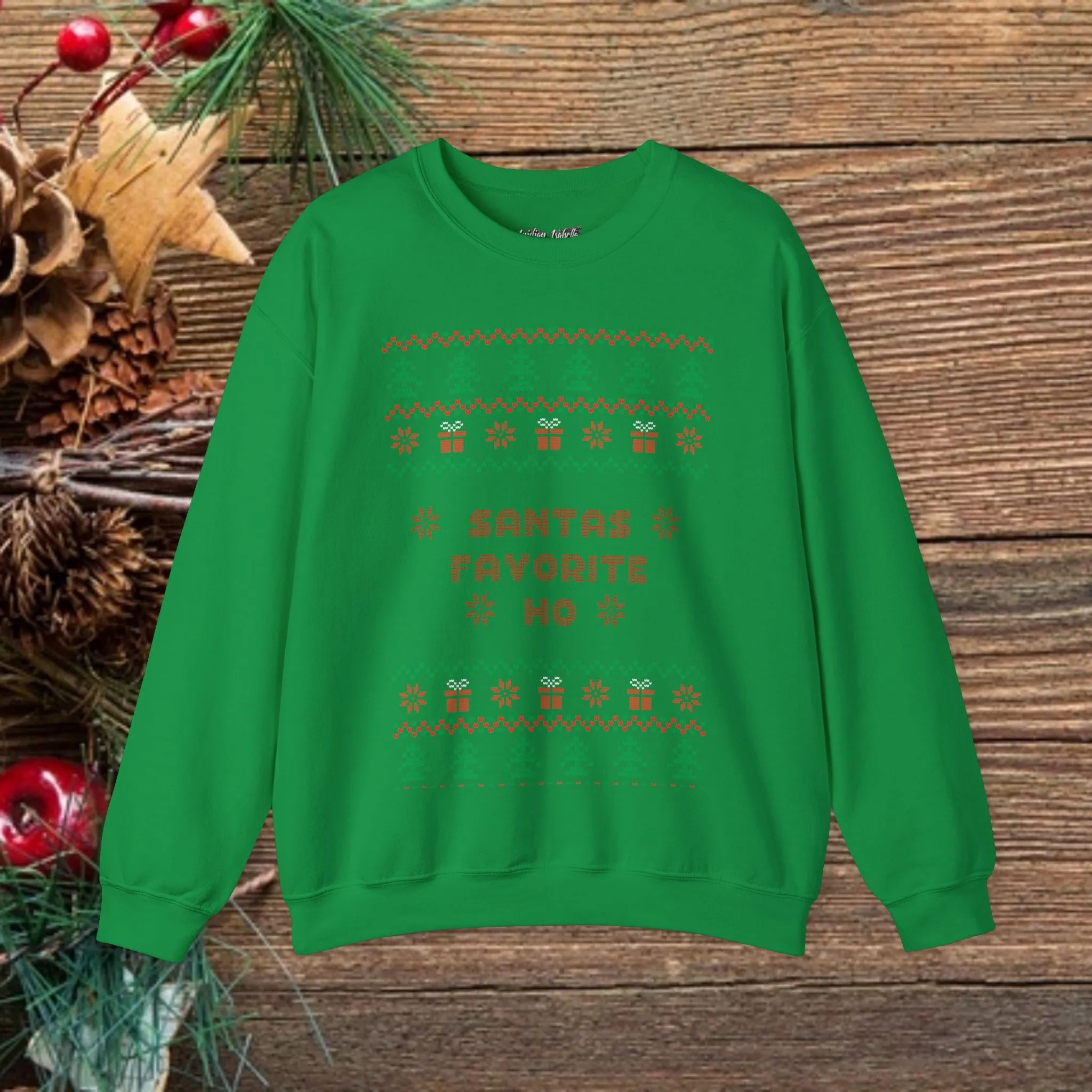 Unisex Santa's Favorite Ho Typography Ugly Christmas Sweatshirt