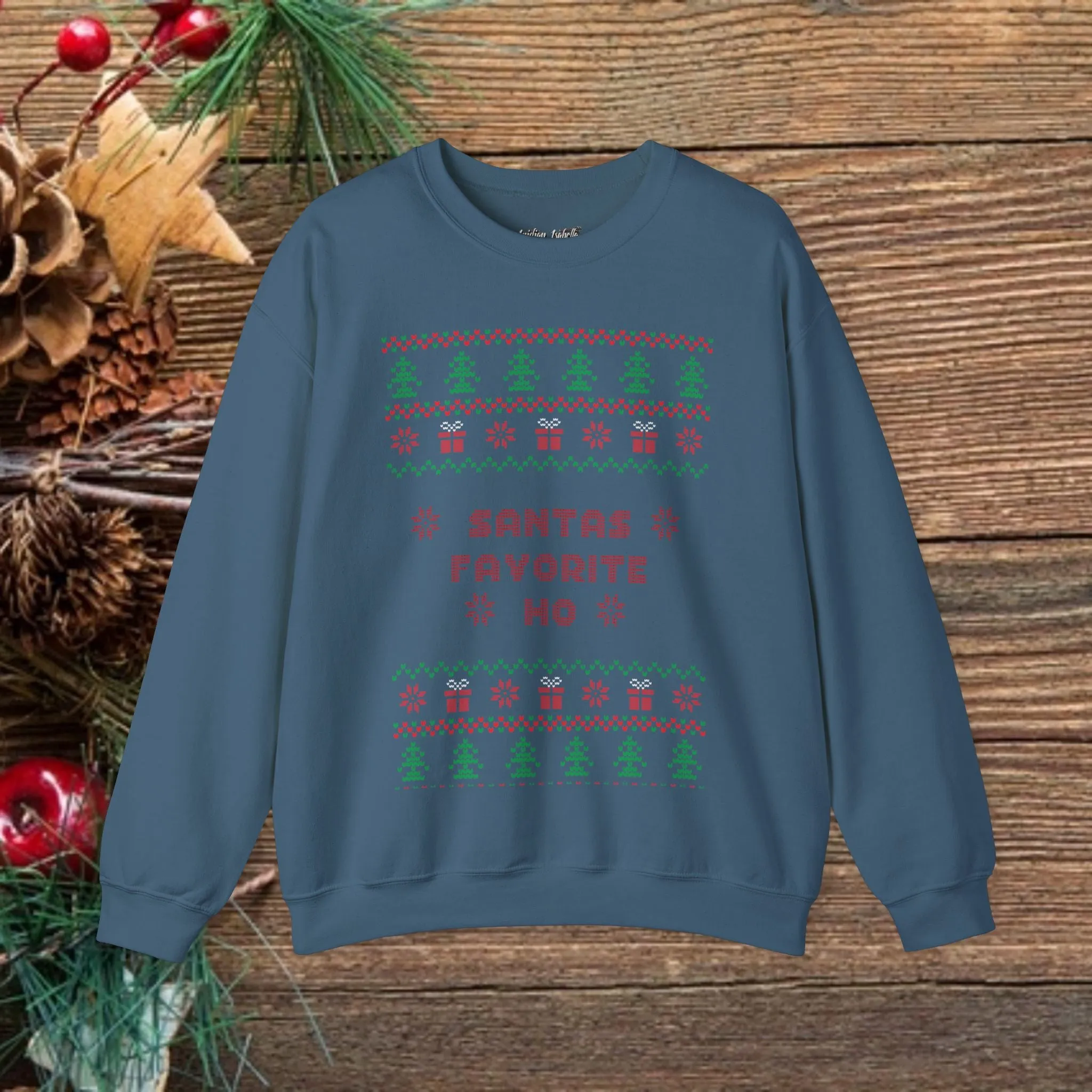 Unisex Santa's Favorite Ho Typography Ugly Christmas Sweatshirt