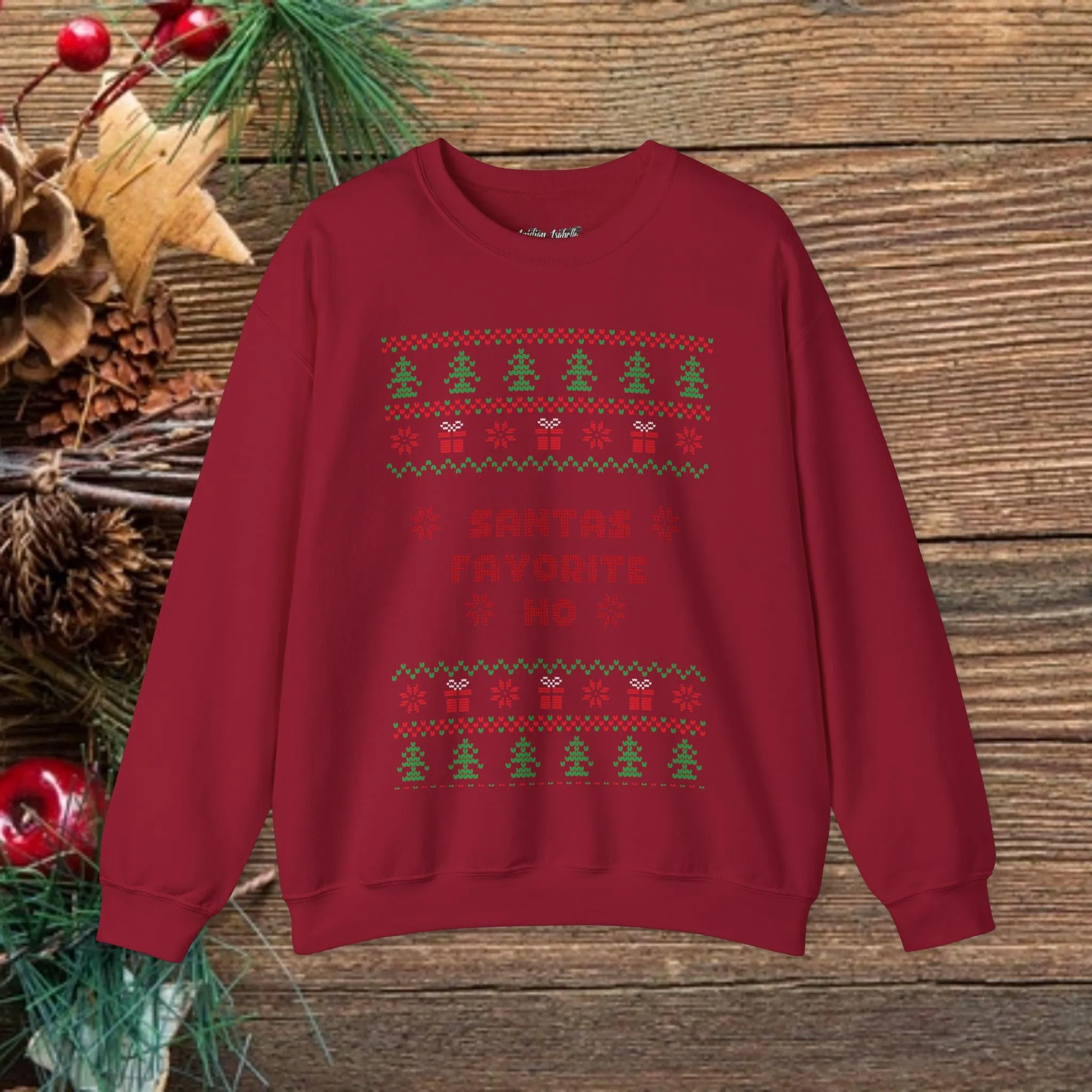 Unisex Santa's Favorite Ho Typography Ugly Christmas Sweatshirt